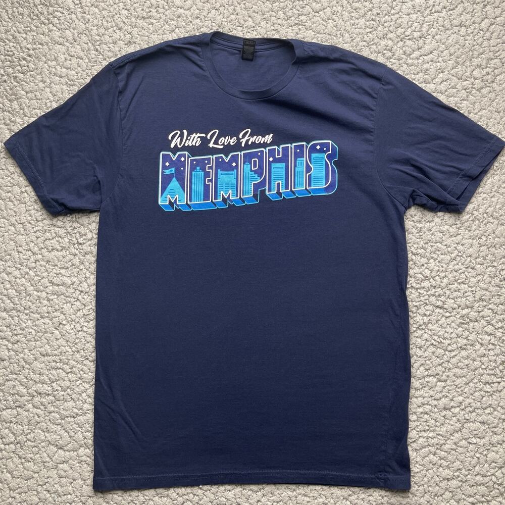 Memphis Tennessee Shirt Mens Large Navy Blue Short Sleeve Tourist With Love